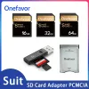 Cards OneFavor SD -карта с SD -адаптером PCMCIA Card 64GB 32GB 16 ГБ SDHC MEMMITMARD SMARTCARD 90MB/S для камеры Nikon Canon