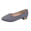 Casual Shoes Pointy Flat Single Women Pleid flätan Grunt mun lata kvinnors mjuka sula slev stora storlek