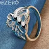 Cluster Rings Alizero 925 Sterling Silver Three Heart Zircon Ring for Women Wedding Engagement Band Party Fashion Jewelry Gift