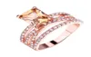 Pierścionki ślubne 2pcsset Rose Gold Morganite Bling Ring Women Jewelry6296876