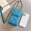 مصممي Luxurys قناة الهواتف المحمولة أكياس عالمية الحالات الشبكة الماس لـ iPhone 15 14 13 12 Pro Max Mini Samsung Leather Fashion 4 Colors