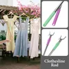 Hangers 2 PCS Kleding Rail stevig bereik stok stok waskledslijn pool binnengarderobe haak plastic lange kleding