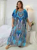 Basic Casual Dresses 2023 Leopard Print Kaftan Dresses for Women Plus Size Summer Beach Swim Cover Up Loose Fit Resort Wear Maxi Dresses Q1415 T240412