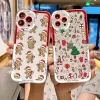 Étui de téléphone mignon de joyeux Noël pour iPhone 14 7 8Plus Couverture claire pour iPhone 15 12 13 11 Pro Xs Max XR X SE Shell Nouvel An Cadeaux