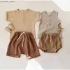 Ensembles de vêtements Summer Children Boys Shorts Shorts Short en lin à manches courtes et demi-pantalons harem pour enfants