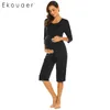 Home Clothing Ekouaer Women Pajama Set Soft Cotton Sleepwear Maternity Nursing Pregnancy 3/4 Sleeve Top Half Length Pant Night Pajamas Suit