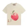 24SS Europe Mens T Shirts Men Designer Tee Summer Mushroom Letter Classical Print T Shirt Cotton Women Tshirts Black Apricot S-XL