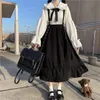 Japanische Student School Uniform hohe Taille mit mittlerer Länge gekräuseltes Riemchenschwarzrock weißes Bluse -Hemd süßes Lolita Kleid