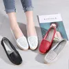 Casual Shoes Mid-heel Women Flat Thick-heeled Middle-aged And Elderly For Girls Soft Sole Hollow White Work