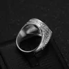 Hip Hop Casting Bitcoin Ring Titanium Steel With Zircon Jewelry Silver Color