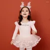 Bühne Wear Girls Ballet Dance Tutu Kleid Kinder Langarm Tüll Tüll Bowknot Skate Gymnastic