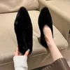 Casual Shoes Flats Women Fur Walking Winter Boots 2024 Trend Grunt Pointed Toe Short Plush Cozy Fad Designer