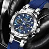 Wristwatches LIGE Watches For Men 50M Waterproof Clock Alarm Reloj Hombre LCD Dual Display Wristwatch Quartz Military Sports Mens Watch