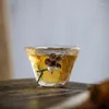 Copas de vino 1pc de estilo japonés vidrio de té pequeño taza de té pequeña temperatura alta soltera