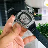 Richardmill Watch Business Leisure Mens Automatic Mechanical Hollowed Out Skull with Diamond All Over the Sky Star Personality Fashion