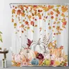 Herfst pompoen douchegordijnen herfstblaadjes thanksgiving bad gordijn polyester stof waterdichte badkamer decoratief met haken