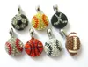 10pcs Mix Styles Base Basket Football Softball With Rhinestone Hang Pendant Charms 15x15mm Fit DIY BraceletNecklace Key ChainPh8685028