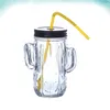 Wijnglazen Plastic Drink Clear Tumblers Glazen pot met deksel en tropische chique nieuwigheid Jars luau
