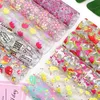 Gedrukte jelly sheets PVC Watermeloen, frietjes, stroom doorschijnen van glanzend vinyl voor zakdecorkledingkleding Diy Hair Accessories J2308