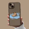 Söt Capybara telefonfodral för iPhone 15 14 13 12 11 Pro Max Mini X Xs Max XR 7 8 Plus Fundas roliga djur transparenta mjuka omslag