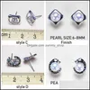 إعدادات المجوهرات 100 ٪ S925 Sterling Sier Stud أقراط 12 أنماط New Pearl DIY حلق للنساء الأزياء إسقاط تسليم DHRTJ