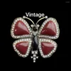 Broches barrocos homens homens vintage Butterfly Crystal Chunges