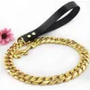 Dog Leash Pet Collar Lead Stainless Steel Super Strong Gold Collar Chain Customized 32mm Bulldog Pitbull Large Dog Collar Leash 20275n