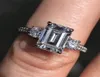 Emerald Cut 4CT Labor Diamond Ring 100 Original 925 Sterling Silber Engagement Ehering Band Rings für Frauen Party Schmuck5951888
