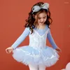 Scene slitage barn balett tutu leotards flickor gymnastik leotard dance bodysuits bomull långärmad bodysuit för dans