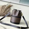 Mirror High Quality Bucket Bag Crossbody Canvas Drawstring Braided Chain Handbag Leather Shoulder Bag Classic Flower 14X 20.5X14 cm with Box L405