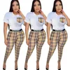Nowe damskie dresy dla kobiet swobodne modne garnitur T-shirty Pants 2-częściowy scenariusz projektant Slim Fit Sports Zestaw Q6099