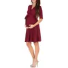 Annelik elbiseleri Yaz Kadınlar Anneler Hamilelik Hemşirelik Elbisesi Hamile Giysileri Sıradan Basit Trend Stili Düz Renk V Boyun Yarım Kollu Midi Desses 24412