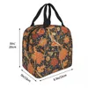 William Morris Orange Cray Floral Art geïsoleerde lunchzak thermische tas herbruikbaar vintage patroon boho bloem tote lunchbox