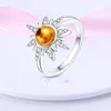 Anéis de casamento 2024 Trendência Exagerada Big Sun Cubic Zircon Helios Silver Color Dide para mulheres Lady Luxury Jewelry Dropship