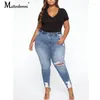 Women's Jeans 2024 Autumn Fashion High Waist Mom Female Ripped For Women Blue Denim Skinny Woman Pencil Pants