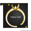 Wedding Rings Jva Vvs1 Clarity 2.5 Carat Moissanite 8.5Mm Round Brilliant Cut Sier Plated Yellow Gold 6-Prong Drop Delivery Jewelry R Dhzbe