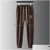 Men'S Pants High-End Mens Designer Autumn Lace-Up Pencil Casual Trousers Men Women Side Striped Jacquard Knitted Outdoor Drop Deliver Dhuew