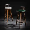 Vintage solid trä barstol ljus lyx amerikansk stil roterbar hem kök matsal nordisk hög benpall