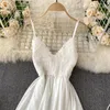 Chic Sexy Backless Bandage Crochet Ruffle Slip Dress Fairy Casual A-line Dress Vestido Summer Beach Vacation Women Boho Sundress 240328