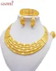 Afrykańskie 24 -karatowe Złote Kolor Zestawy biżuterii dla kobiet Dubai Bridal Wedding Gifts Choker Naszyjnik Bransoletka Kolczyki pierścionkowe Zestaw biżuterii 22029635799