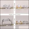 Ustawienia biżuterii Pierścień DIY Złota Sier Pearl Pierścienie Ustawienie Crown Clever For Women Fashion Regulowany rozmiar Prezenta