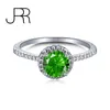 Cluster Rings JRR 925 Sterling Silver Green Color Round Cut Real 1ct Moissanite Diamonds Gemstone Engagement Ring Fine Jewelry