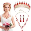 Necklace Earrings Set Crown Crowns For Women Bridal Tiara Wedding Kit Jewelry Bride Tiaras Rhinestones Suits