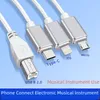 3 в 1 USB B OTG Piano Cable для iPhone MIDI USB Инструментальная клавиатура Электронный пианино подключить барабан