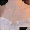 Pendant Necklaces Korean Style Womens Necklace Lotus Shape Crystal Choker Sweet Elegant Collarbone Chain Gril Party Jewelry Drop Deliv Dhlhj