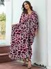 Basic Casual Dresses 2024 Summer Bohemian Printed Multicolor V Neck Batwing Slve Dress For Women Outfits Sundress Beach Wear Maxi Dresses Q1591 T240412