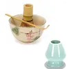 Teware setleri zarif geleneksel matcha hediye seti doğal bambu çırpma kepçe ceremik kase tutucu Japon çay