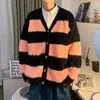 メンズセーターメンメンカーディガン秋の冬のストリートウェアファッションニットセーターコートステッチカラーブロックv-collar bittons coatsジャケット