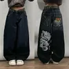 American vintage dritti a gamba a larga gamba Donne Y2K Street Hip Hop Joker Joker mopping pantaloni sciolti pantaloni in denim 240401