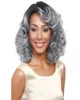 WoodFestival Grandmother grey wig ombre short wavy synthetic hair wigs curly african american women heat resistant fiber black3965892